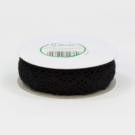 Wstążka koronkowa Akces Czarna, 5y x 25mm